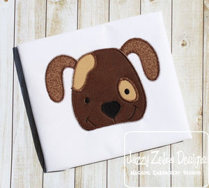 Dog head vintage stitch appliqué machine embroidery design