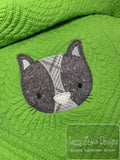 Cat head vintage stitch appliqué machine embroidery design