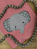 Elephant head vintage stitch appliqué machine embroidery design