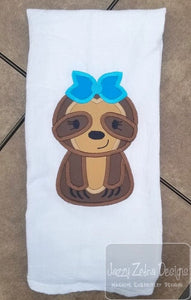 Sloth girl appliqué machine embroidery design