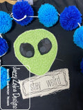 Stay weird alien shabby chic bean stitch appliqué machine embroidery design
