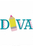 Diva pencil sketch machine embroidery design