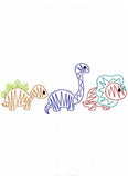 3 Dinosaur scribble machine embroidery design