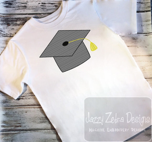 Graduation cap sketch machine embroidery design