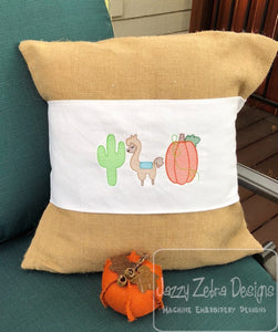 Fall trio, Cactus, Llama And Pumpkin sketch machine embroidery design