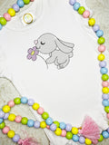 Spring Bunny with flower sketch machine embroidery design