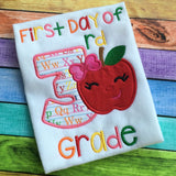 Apple girl number appliqué machine embroidery designs bundle