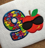 Apple boy number appliqué machine embroidery designs bundle
