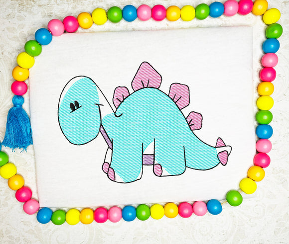 Dinosaur sketch machine embroidery design