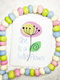 She is a wild flower saying sketch machine embroidery design