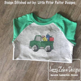 Truck with back to school supplies sketch machine embroidery design