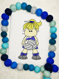 Girl Volleyball Sketch Machine Embroidery Design