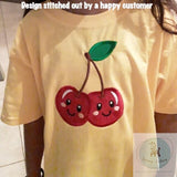 Cherries with faces appliqué machine embroidery design