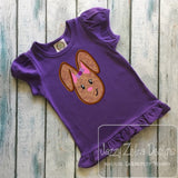 Girl Bunny appliqué machine embroidery design