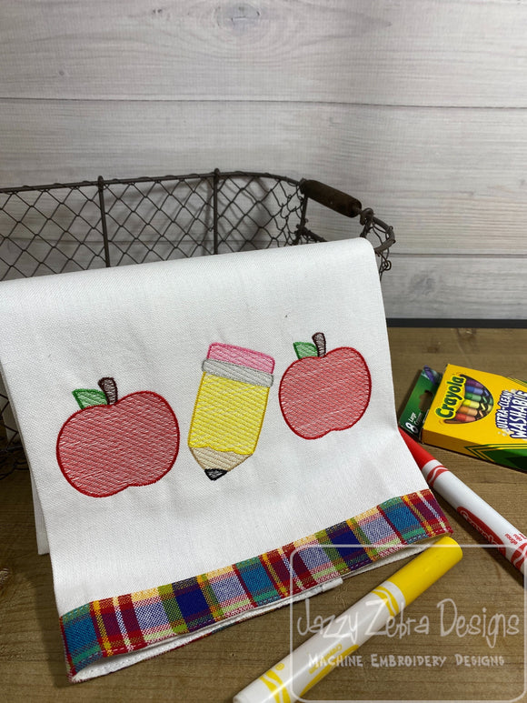Apple Pencil Apple sketch machine embroidery design