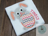 Bunny Applique with egg monogram frame machine embroidery design