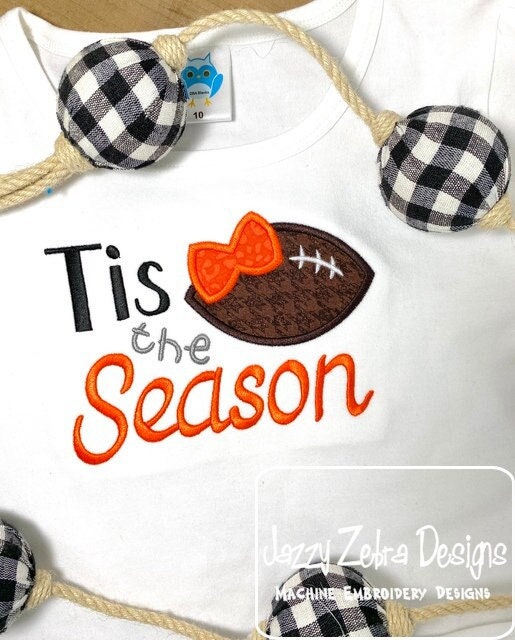 Tis the football season girl appliqué machine embroidery design
