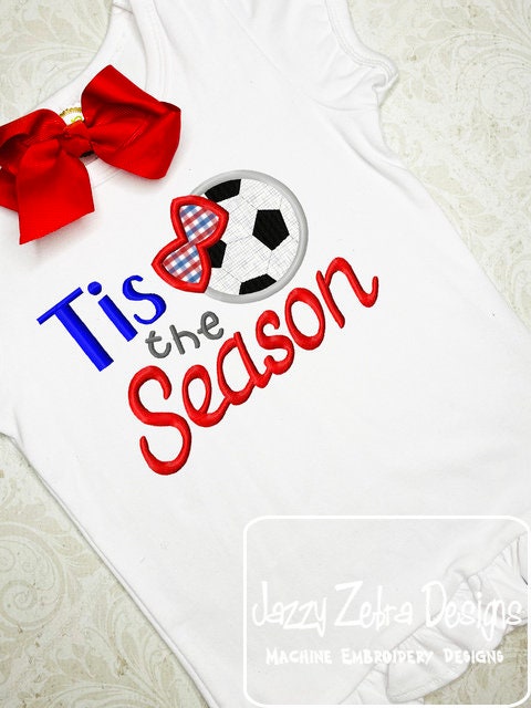 Tis the soccer season girl appliqué machine embroidery design