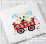 Puppy in Wagon Applique Machine Embroidery Design