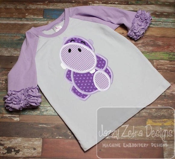 Hippo appliqué machine embroidery design