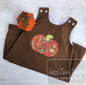 Pumpkin vintage stitch applique machine embroidery design