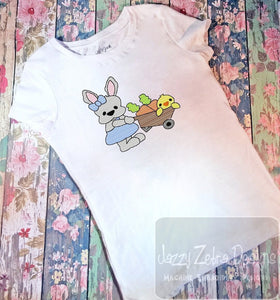 Garden Girl Bunny sketch machine embroidery design