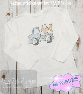 Truck with bunny and carrot sketch machine embroidery design