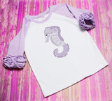 Seahorse motif filled machine embroidery design