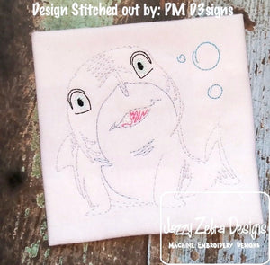 Baby Shark vintage stitch machine embroidery design
