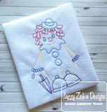 Circus Clown vintage stitch machine embroidery design