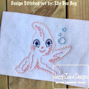 Baby starfish vintage stitch machine embroidery design