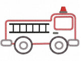 Fire Truck vintage stitch appliqué machine embroidery design