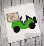 Play dirty saying Jeep shabby chic bean stitch appliqué machine embroidery design