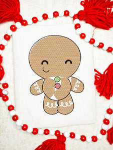 Gingerbread boy sketch machine embroidery design