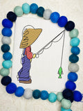 Boy Fishing sketch machine embroidery design