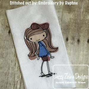Mod Girl Sketch machine Embroidery Design