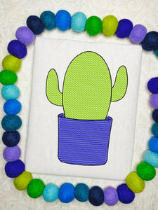 Cactus sketch machine embroidery design