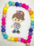 Girl Soccer Sketch Machine Embroidery Design