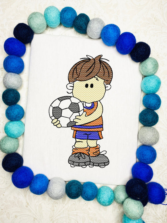 Soccer Player Sketch Machine Embroidery Design