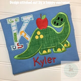 School Dinosaur appliqué machine embroidery design