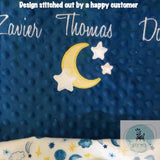 Moon and Stars appliqué machine embroidery design