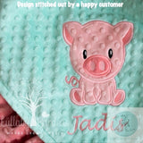 Pig Applique machine embroidery design