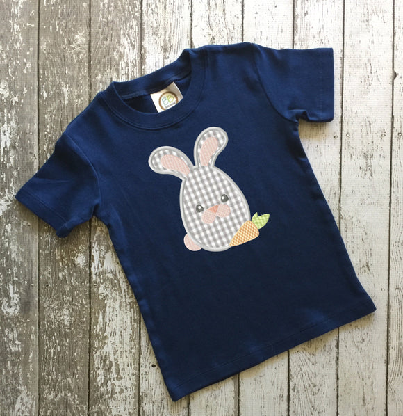 Easter Egg Bunny with carrot applique machine embroidery design