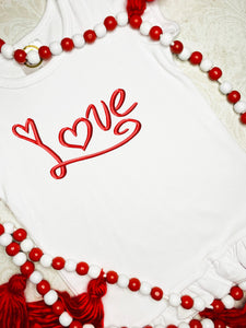 Valentine Love word satin stitch machine embroidery design