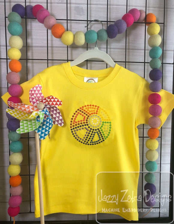 Beachball with candlewick stitch machine embroidery design