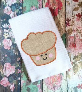 Muffin with face appliqué machine embroidery design