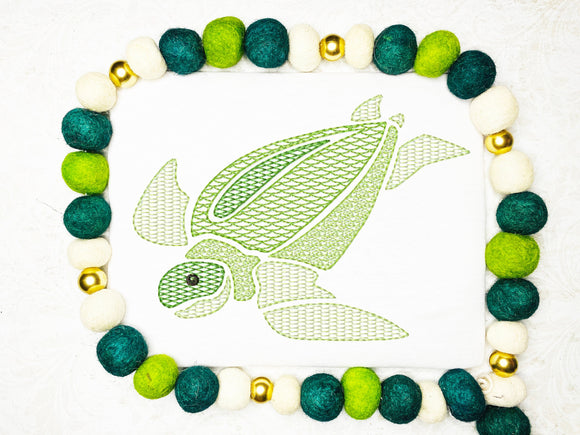 Sea Turtle motif filled machine embroidery design