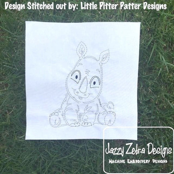 Baby Rhino vintage stitch machine embroidery design