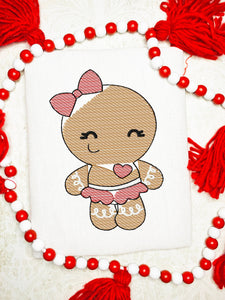 Gingerbread Girl sketch machine embroidery design