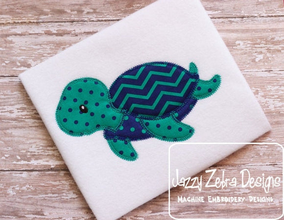 Sea Turtle vintage stitch appliqué machine embroidery design